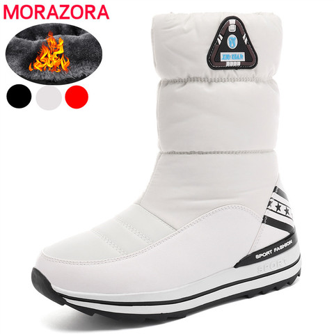 MORAZORA de talla grande 31-43 botas de nieve de las mujeres zapatos de plataforma de zapatos impermeable botas de invierno mujer blanco cálido de algodón zapatos de tobillo botas ► Foto 1/6