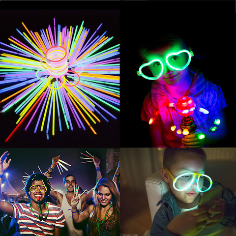 Barras luminosas fluorescentes para fiestas, collares de neón para