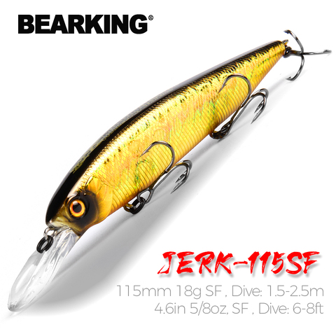 Bearking 2022 nueva llegada 115mm 18g lentamente flotante Señuelos de Pesca cebo Artificial, depredador abordar JERKBAIT para pike y bass ► Foto 1/6