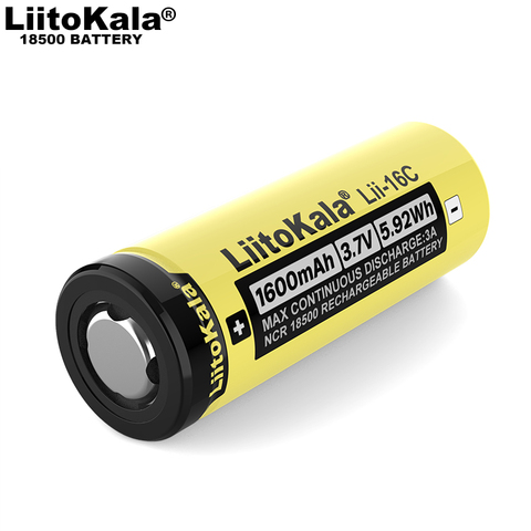 2022 LiitoKala Lii-16C 18500 de 1600mAh 3,7 V batería recargable Recarregavel batería de iones de litio para LED linterna ► Foto 1/4