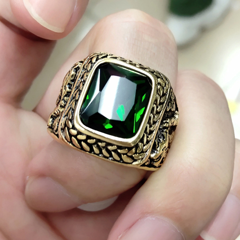 Anillo de dragón de titanio para hombre, piedra cuadrada roja y verde de 4 colores, acero inoxidable, moda única, 2022 ► Foto 1/6