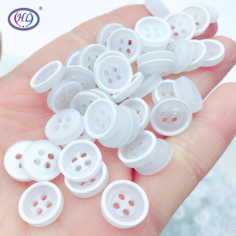 HL-Botones de plástico blanco con 4 agujeros, accesorios de costura para ropa, manualidades, 11MM, 100/300 Uds. ► Foto 1/4