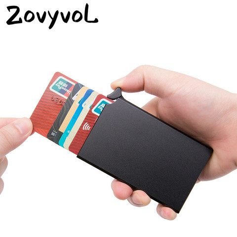 ZOVYVOL-Mini funda de tarjeta de negocios de alta calidad, tarjetero de Color sólido automático, caja para tarjeta bancaria antirrobo ► Foto 1/6