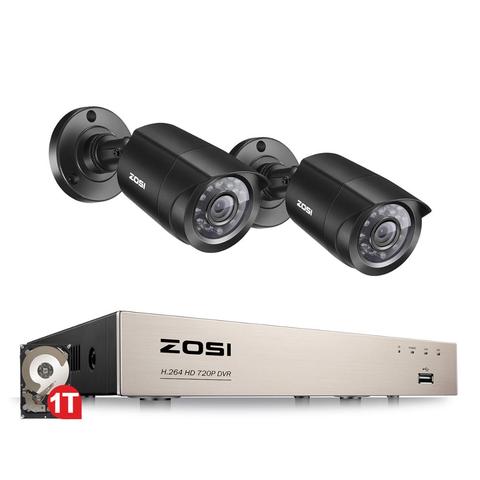 Sistema de CCTV ZOSI 4CH/8CH DVR con 2CH 2 piezas 1,0 MP IR cámaras de seguridad al aire libre 720P HDMI kit de videovigilancia CCTV DVR 1280TVL ► Foto 1/6