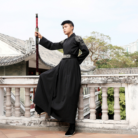 Traje antiguo chino Hanfu para hombre traje clásico tradicional, Túnica de espadachín para adulto de la dinastía Tang, disfraz de Halloween ► Foto 1/6