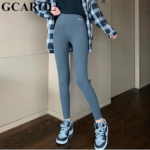 GCAROL mujeres gruesas de lana Legging cintura alta mallas con letras pantalones Stretch de encaje perfecto puede ser usado debajo de cero ► Foto 1/6