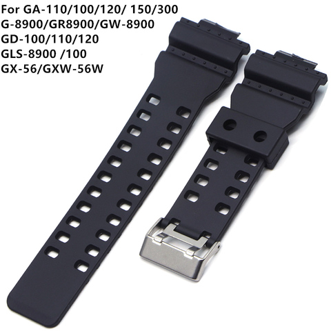 Correa de goma para reloj Casio G, repuesto de silicona de 16mm, accesorios de reloj de pulsera resistente al agua, color negro ► Foto 1/3