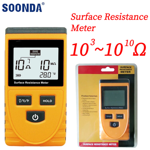 Medidor de resistencia de superficie portátil, instrumento de medición de Resistencia a Tierra, Detector estático, herramientas digitales de resistencia ► Foto 1/6