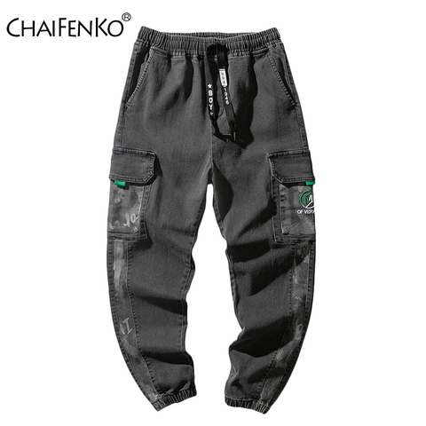 CHAIFENKO-pantalones Cargo de Hip-Hop para hombre, pantalón harén Harajuku de moda, ropa de calle informal, Joggers, pantalones de chándal con múltiples bolsillos y pies de corbata, Vaqueros ► Foto 1/5