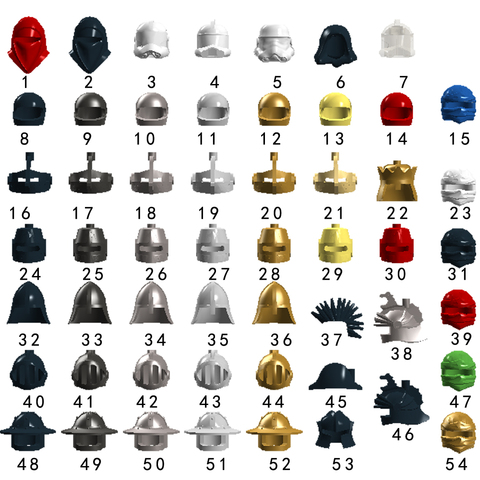 Accesorios para caballero del castillo Medieval, figuras de bloques de casco, figura de Espartaco, soldado romano, Guerrero, corona, caballero, Pirata, sombrero, MOC, bloques de juguete ► Foto 1/2