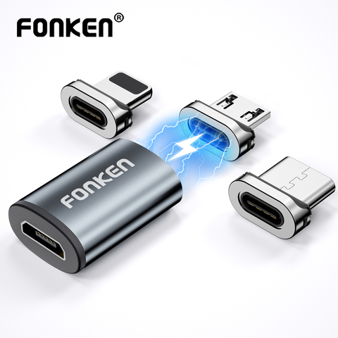 FONKEN-Cable Micro USB tipo C, convertidor de carga para teléfono móvil, adaptador de Cable magnético, Conector de Cable cargador magnético ► Foto 1/6
