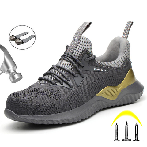 Zapatillas de trabajo indestructibles de seguridad con punta de acero, calzado de seguridad antiperforación, para hombre ► Foto 1/6