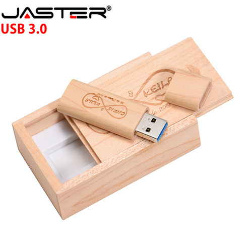 JASTER creative USB 3,0 de madera memoria USB 4 GB/8 GB/16 GB/32 GB/64 GB Almacenamiento externo (logotipo personalizado gratis) grabado láser ► Foto 1/6