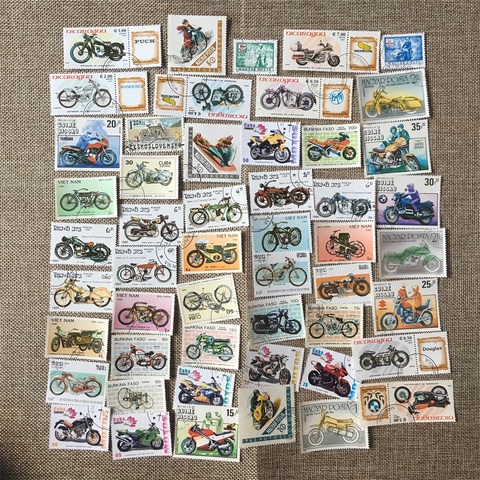 50 unids/set de sellos postales para motocicleta, todos diferentes de muchos países, NO se repiten, sin utilizar ► Foto 1/1