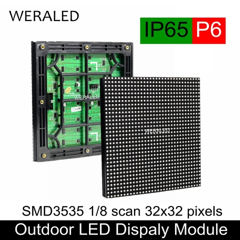 Módulo LED P6 para exteriores, Unidad de Panel de vídeo de 192x192mm, RGB, 32x32 píxeles, IP65, publicidad impermeable, P6, a todo Color ► Foto 1/1