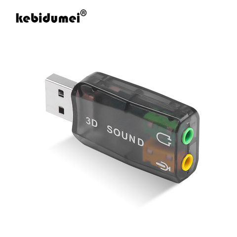 Kebidumei-tarjeta de sonido 3D, adaptador de Audio para auriculares estéreo con enchufe de auricular con micrófono, USB externo a 3,5mm, miniinterfaz de altavoz para ordenador portátil ► Foto 1/6