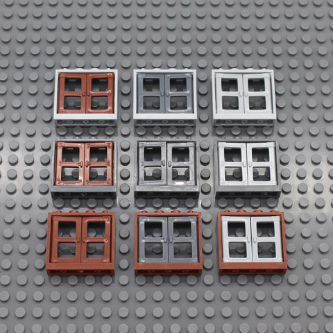 MOC-ventana de 1x4x3 con panel 60594, vista de calle de ciudad creativa, bloques de construcción, ladrillos, decorar, Compatible con partículas de ensamblaje ► Foto 1/3