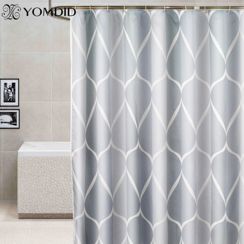 Cortina de ducha impermeable con 12 ganchos, cortinas de baño con estampado geométrico, diseño de gota de agua, tela de poliéster, accesorios de baño ► Foto 1/6