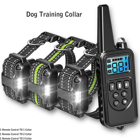 1 dispositivo de entrenamiento de perros 20 ~ 100 lb Collar resistente al agua para perro mascota LCD Control remoto de larga distancia electricidad estática/vibración ► Foto 1/5