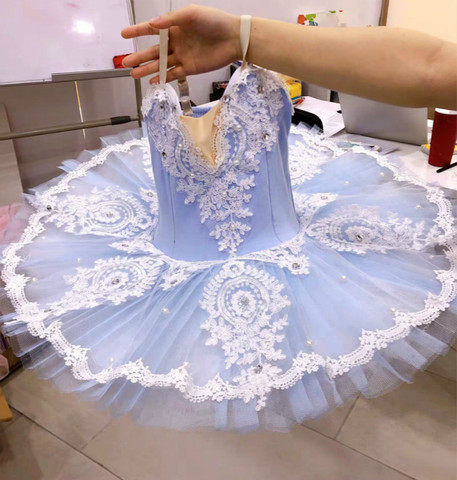 Vestido de Ballet azul cielo para niñas y adultos, tutú de encaje, disfraces de danza del cisne, tutú profesional para adultos, fiesta para niños ► Foto 1/5