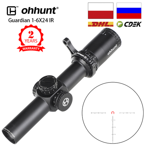 Ohhunt Guardian 1-6X24 IR rifle de caza compacto vidrio grabado retícula llluminate Turrets bloqueo reinicio Tactical óptica vista ► Foto 1/6