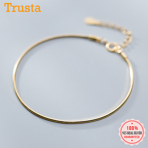 Trustdavis-pulsera minimalista de cadena de serpiente para mujer, de Plata de Ley 925 auténtica, joyería para boda S925 DA1146 ► Foto 1/6