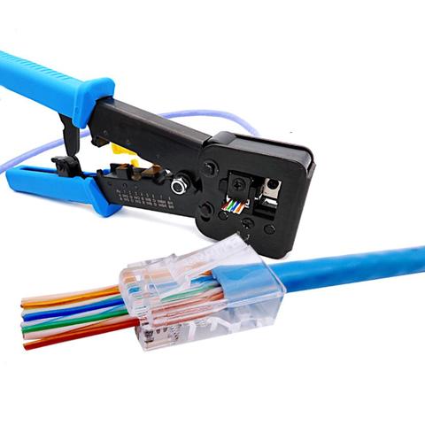 Alicates de crimpado de 40mm cuadrados, pelar/cortar/engarzar, portátil, multifunción, 6/8P, RJ45, prensado de cables de red ► Foto 1/6