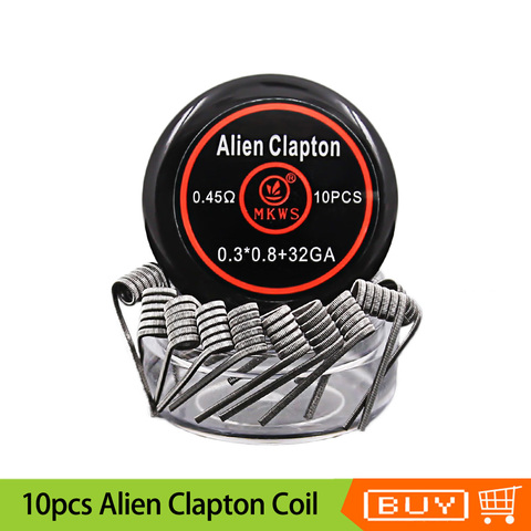 10 Uds MKWS Alien Clapton bobina A1 ss316L NI80 preconstruido bobinas para calefacción alambre para DIY RDA RTA rdta de vapeo tanque atomizador bobina prefabricada ► Foto 1/6