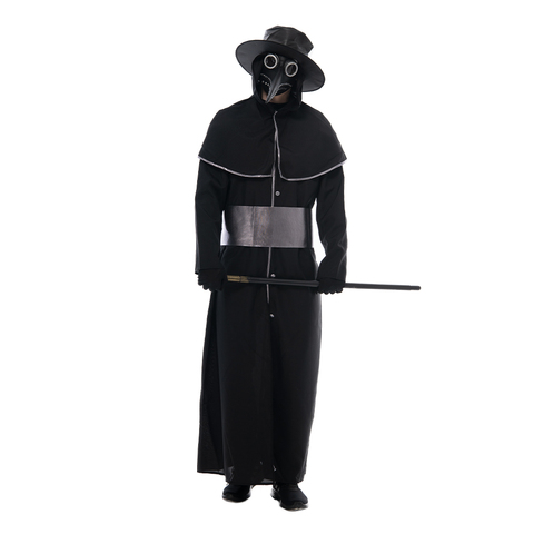 Reneecho negro plaga Doctor traje Medieval para adulto Steampunk plaga Doctor máscara de pájaro, traje de Halloween hombres ► Foto 1/5