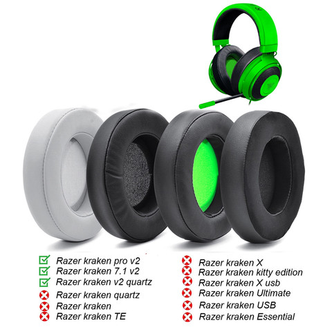 REPUESTO nuevo almohadillas Almohadillas para oreja de espuma cojines para Razer Kraken 7,1 Chroma V2 USB de Gaming Pro V2 auriculares orejeras ► Foto 1/6