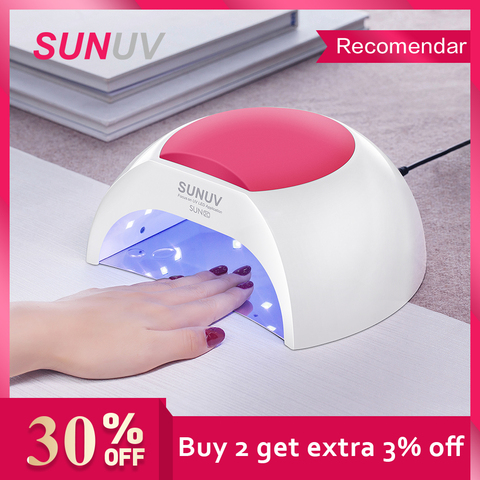 SUNUV SUN2C 48 W lámpara de uñas lámpara UV SUN2 secador de uñas para UVLED Gel secador de uñas Sensor infrarrojo con rosa almohadilla de silicona para uso en salón ► Foto 1/6