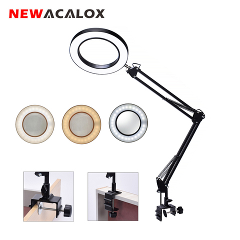 NEWACALOX-escritorio Flexible grande DE 5X, lupa LED con USB, 3 colores, iluminación, lupa de lectura, retrabajo, soldadura ► Foto 1/6