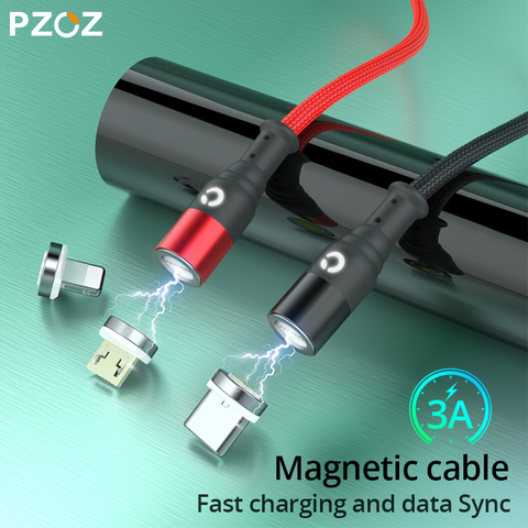 PZOZ magnética Micro USB de Cable USB magnético tipo C para iphone 8 X Samsung xiaomi rápido de carga de usb-c cable magnético cable de tipo c ► Foto 1/6