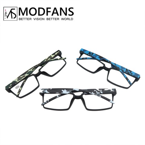 Gafas de lectura rectangulares de camuflaje para hombre, lentes de lectura con marco grande para hombre, dioptrías para presbicia, gafas de calidad con bolsa ► Foto 1/6