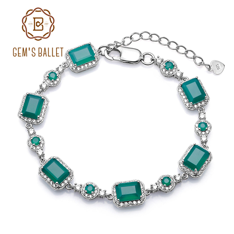 Gema de Ballet para mujer, pulseras de ágata verde Natural a la moda, brazaletes de Plata de Ley 925, joyería fina ► Foto 1/6