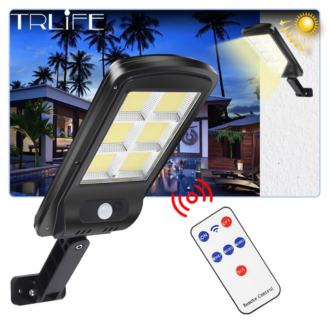 Ultragrande 128 COB Solar luz por movimiento PIR Sensor jardín pared exterior lámpara de calle Solar lámpara impermeable inteligente lámpara de Control remoto ► Foto 1/6