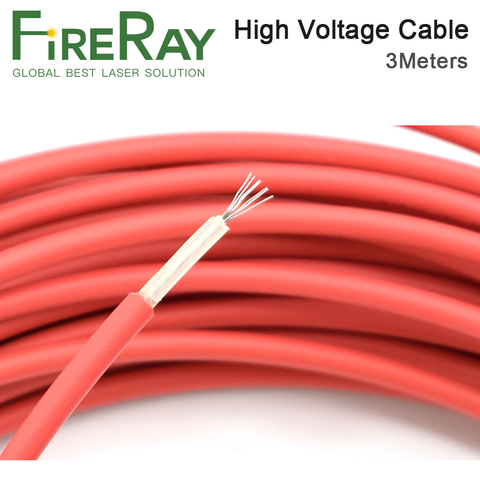 Cable de alta tensión de 3 metros, 40KV, 22AWG, Cable de plomo positivo rojo para fuente de alimentación láser Co2, tubo láser y corte de grabado ► Foto 1/4