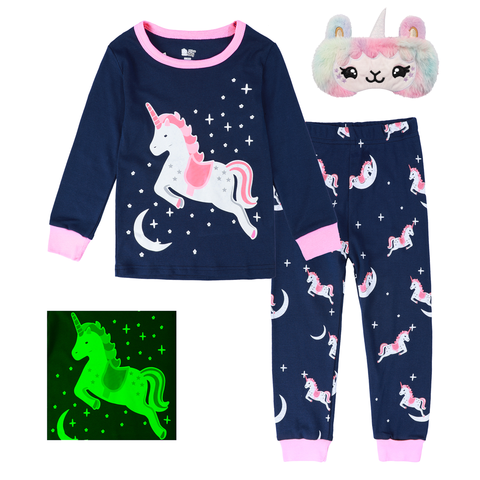 Conjunto de pijamas de unicornio para niños y niñas, ropa de dormir de algodón, informal, de sirena, bonita, 2-8 años ► Foto 1/6
