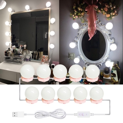 Espejo de tocador para maquillaje de Hollywood, Kit de bombillas LED, cosmético, ajustable, espejo de maquillaje, luces de brillo para dormitorio, 10 Uds. ► Foto 1/6