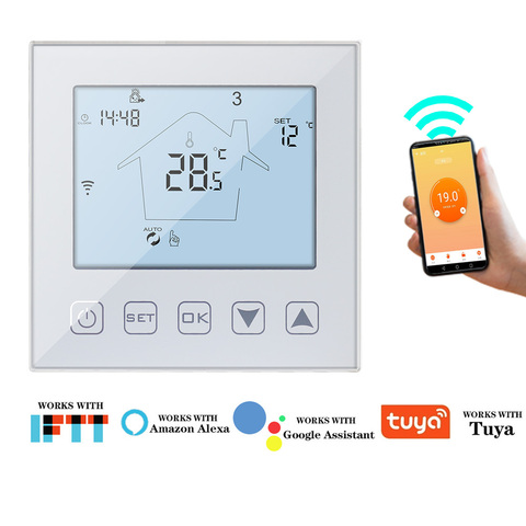Controlador de temperatura del termostato de calefacción por suelo WIFI termostato de pared inteligente Control de voz eléctrico compatible con aplicación Alexa Google Tuya ► Foto 1/6