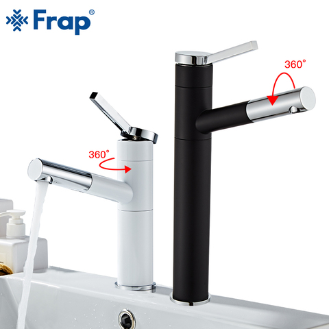 FRAP-grifo extraíble para lavabo de baño, grifería de un solo mango con cascada, con repisa de lavabo fría y caliente ► Foto 1/6