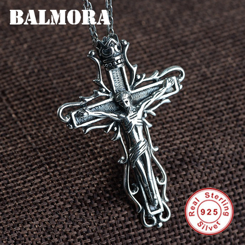 BALMORA 925 Plata de Ley Cruz colgante para Mujeres Hombres regalo moda Punk estilo joyería cristiana accesorios sin cadena ► Foto 1/6