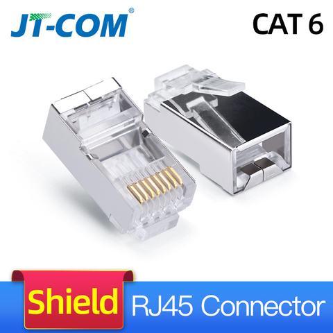 Cat6 Conector RJ45 8P8C Enchufe de cabeza de cable Ethernet modular Conector de red Cat 6 chapado en oro 100PCS Crystal 8Pin Adaptador de conector de enchufe modular RJ45 para Cat5 Cat5e Cat6 Rj 45 Enchufes de cable Et ► Foto 1/6