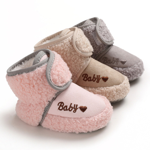 Zapatos para bebés recién nacidos, zapatillas de fondo suave, zapatos planos cálidos para nieve, KF684 ► Foto 1/6