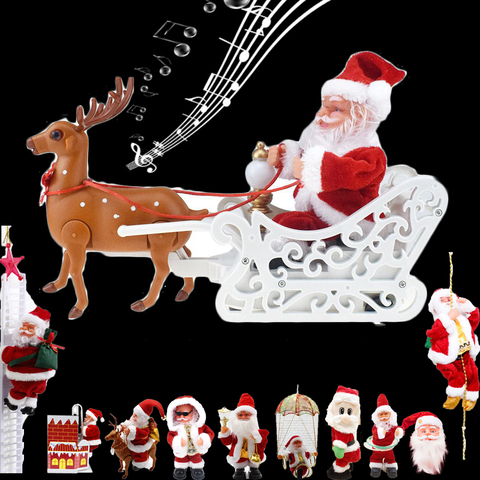 Muñeco eléctrico de música con escalera de escalada, muñeco de chimenea con cabeza móvil y vibración, regalo de decoración de Navidad, Papá Noel, novedad de 2022 ► Foto 1/6
