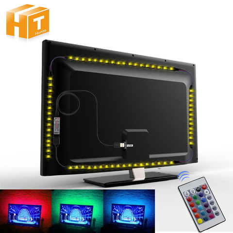 ¡Tira de luz LED USB de 5050 luz LED Flexible RGB DC5V RGB Color cambiante iluminación de fondo de TV! ► Foto 1/5