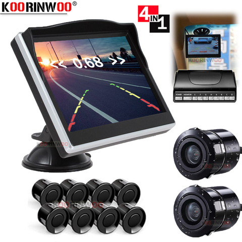 Koorinwoo-Kit completo de Monitor LCD AHD para coche, con cámara, sensores de aparcamiento, 8 Indicadores de Radar, alerta Starlight, Parktronic, 22MM, retrovisor de vídeo ► Foto 1/6