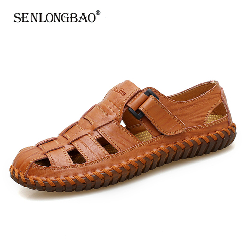 Nuevo verano sandalias de los hombres de ocio playa zapatos de los hombres de alta calidad de cuero genuino sandalias de moda sandalias de los hombres de gran tamaño 38-47 38-47 38-47 ► Foto 1/6