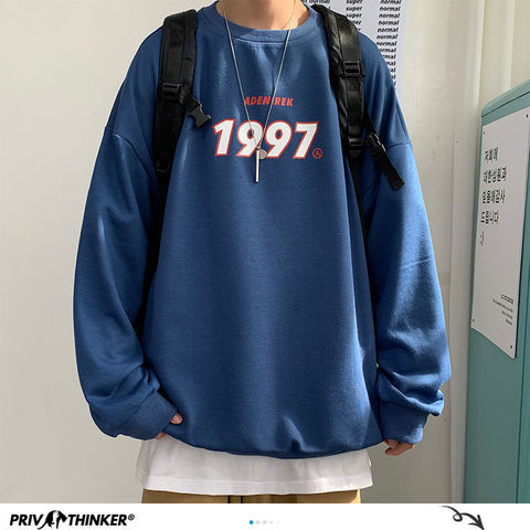 Privathinker de los hombres de la primavera Casual sudaderas Harajuku 1997 impreso hombres de sudaderas con capucha 2022 hombre coreano Casual suelto jerseys ► Foto 1/6