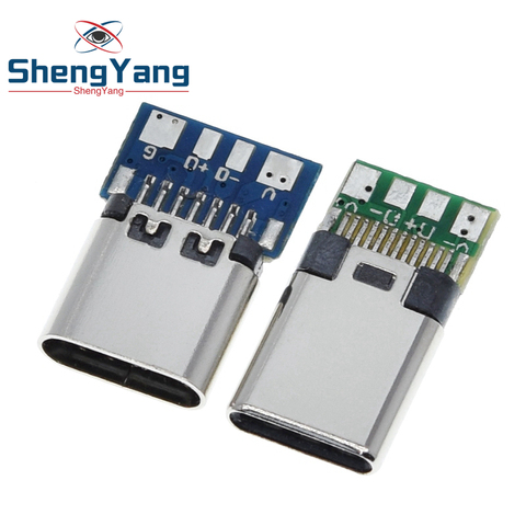 10 Uds. De conector USB 3,1 tipo C, 24 Pines, macho/hembra, adaptador para receptáculo para soldar Cable y Cable, 24 Pines, compatible con placa PCB ► Foto 1/6